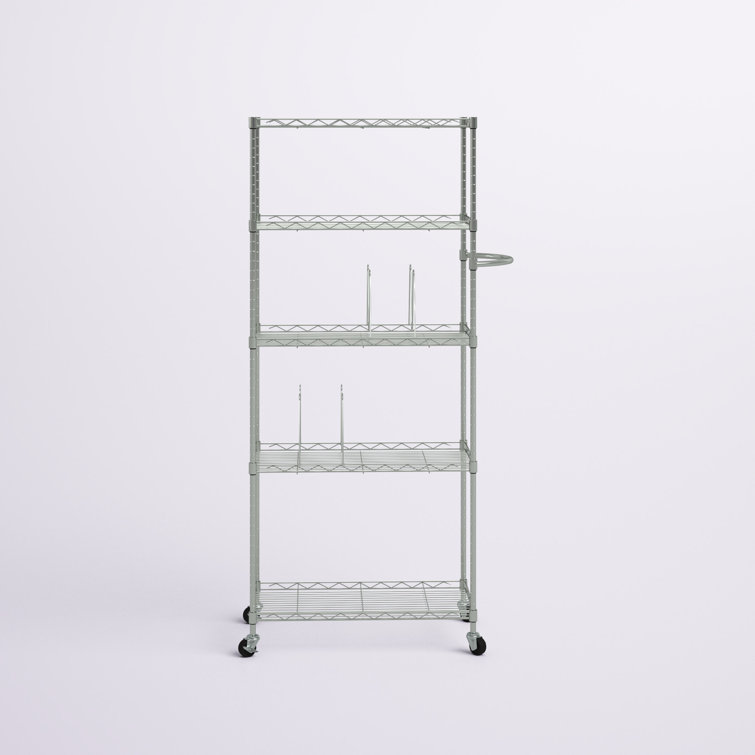 Chrome 24'' Adjustable Steel Pantry Rack with Wheels