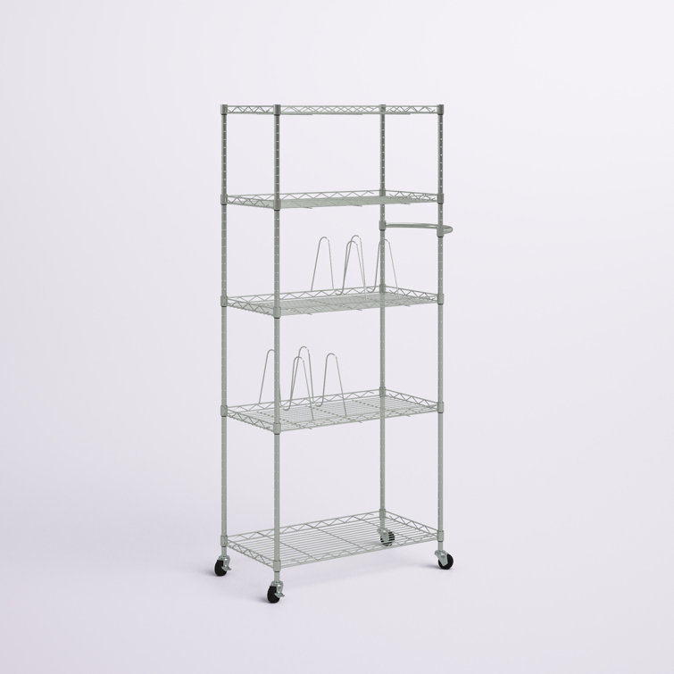 Chrome 24'' Adjustable Steel Pantry Rack with Wheels