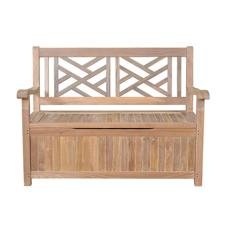 Vilano Natural Teak Outdoor Storage Bench