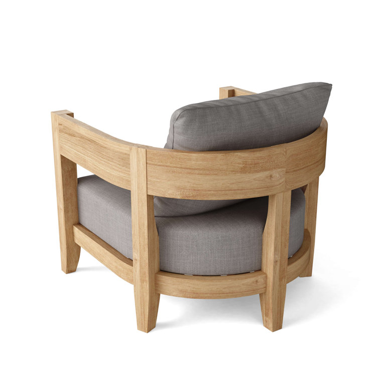 Natural Teak Outdoor Lounge Chair with Gray Cushions