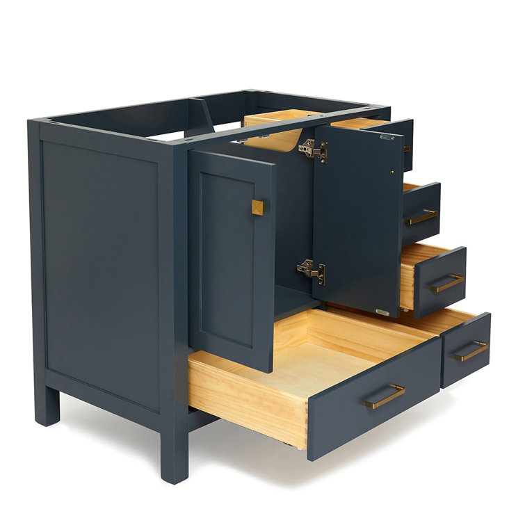 Midnight Blue 36" Solid Wood Freestanding Vanity Cabinet