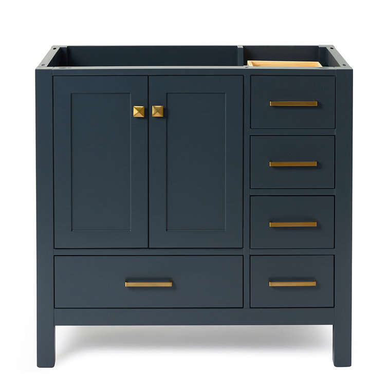 Midnight Blue 36" Solid Wood Freestanding Vanity Cabinet