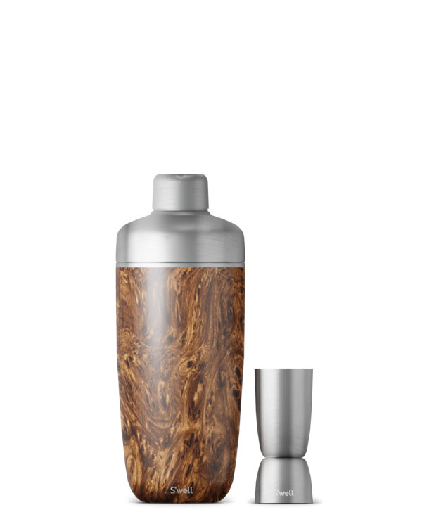 Teakwood Stainless Steel Cocktail Shaker Set with Jigger
