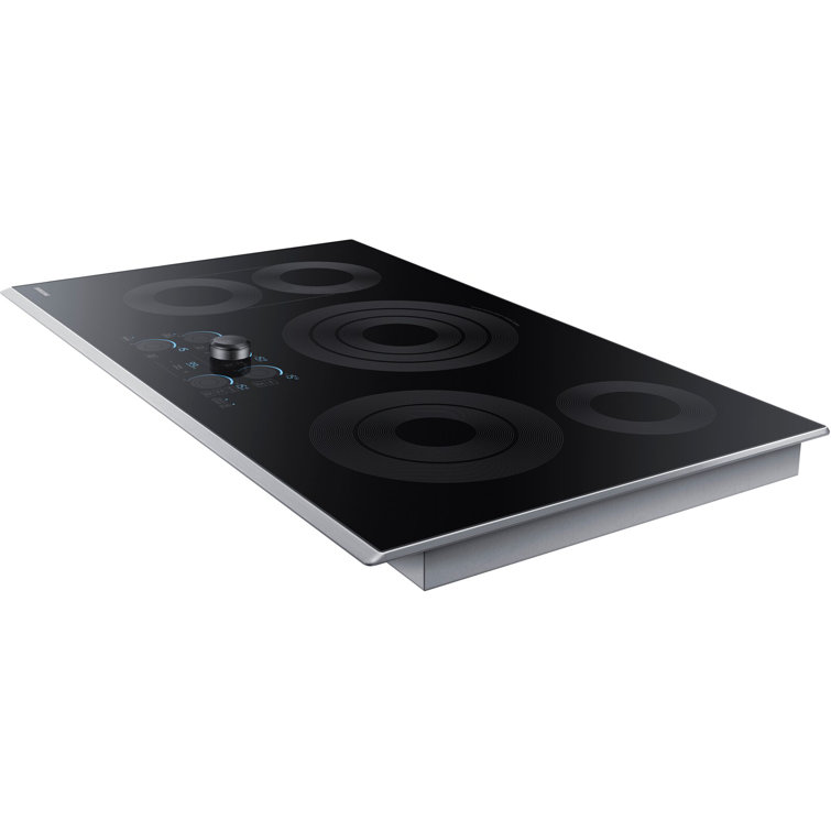 36" Black Ceramic Electric Cooktop with Stainless Steel Frame