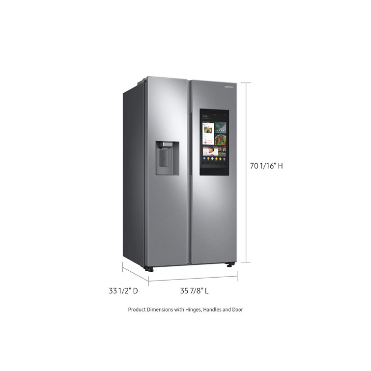 Stainless Steel Smart Side-by-Side Refrigerator with Media Center