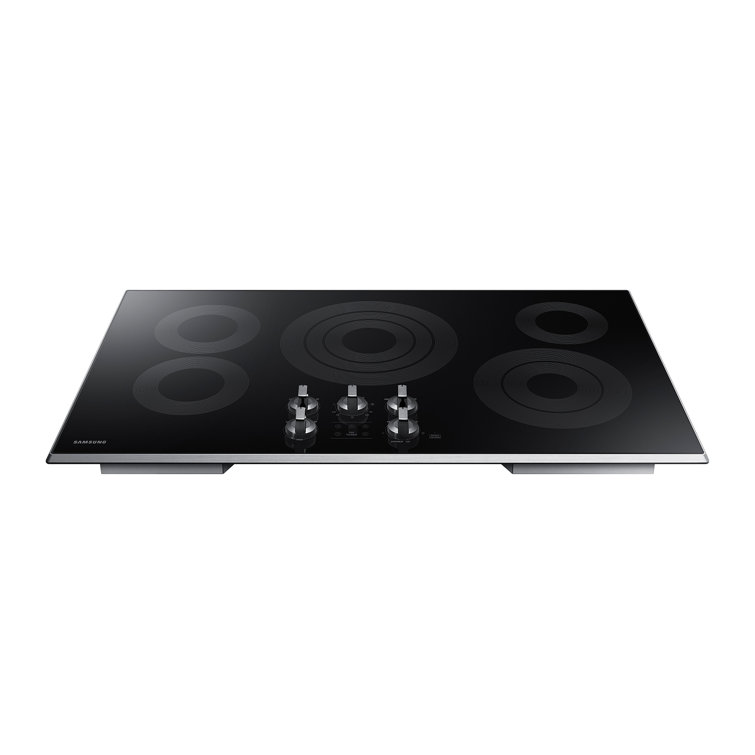 36" Black Ceramic 5-Burner Electric Cooktop with Stainless Steel Frame