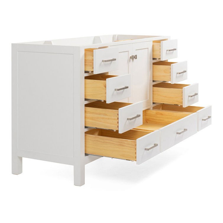 Cambridge 54" White Solid Wood Single Vanity Cabinet