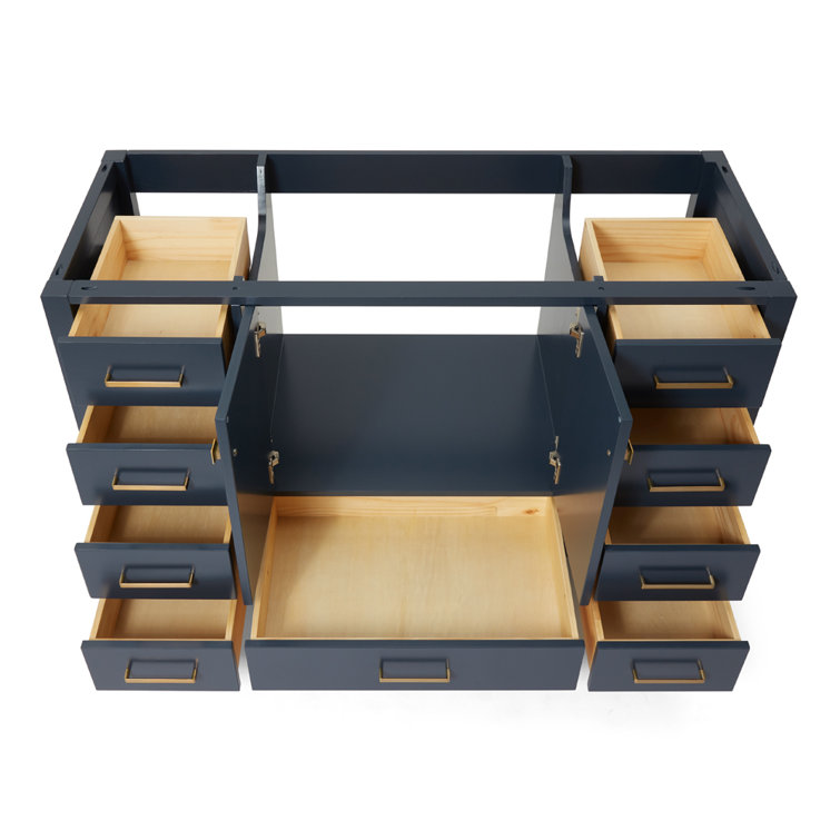 Midnight Blue 54" Solid Wood Freestanding Vanity Cabinet