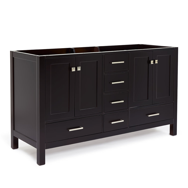 Cambridge Espresso 60" Double Vanity Cabinet with Nickel Hardware