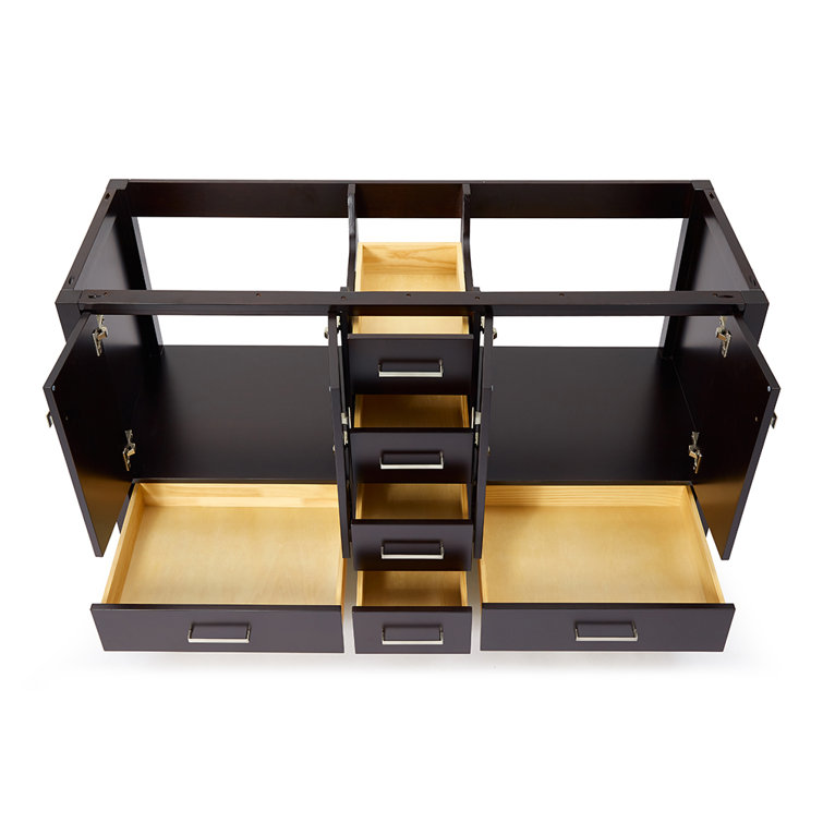 Cambridge Espresso 60" Double Vanity Cabinet with Nickel Hardware