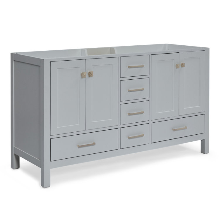 Cambridge 60" Gray Double Freestanding Vanity Cabinet