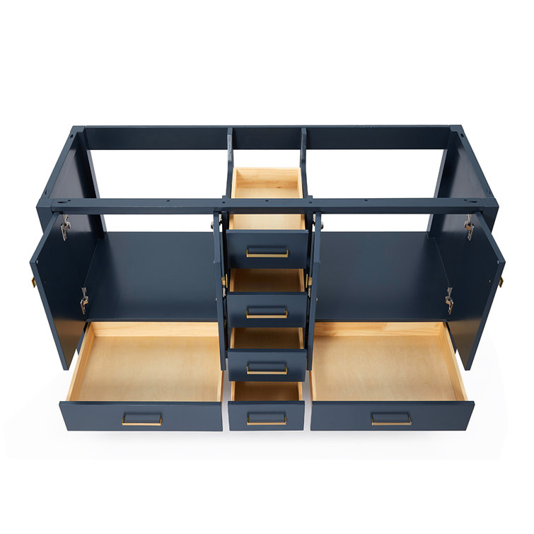Cambridge Midnight Blue 60" Double Freestanding Vanity Cabinet