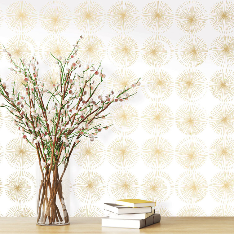 Gold and White Geometric Self-Adhesive Removable Wallpaper