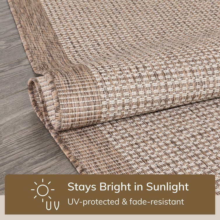 Ivory Synthetic Flat Woven 8' x 10' Indoor/Outdoor Rug