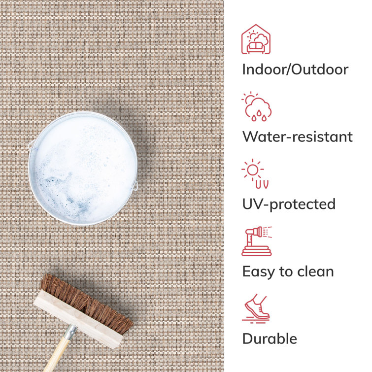 Ivory Synthetic Flat Woven 8' x 10' Indoor/Outdoor Rug