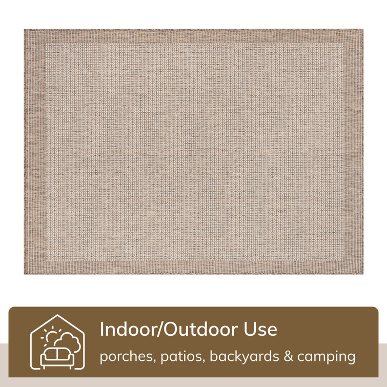 Ivory Synthetic Flat Woven 8' x 10' Indoor/Outdoor Rug