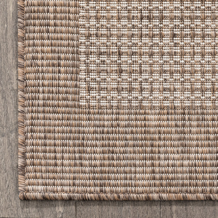 Ivory Synthetic Flat Woven 8' x 10' Indoor/Outdoor Rug