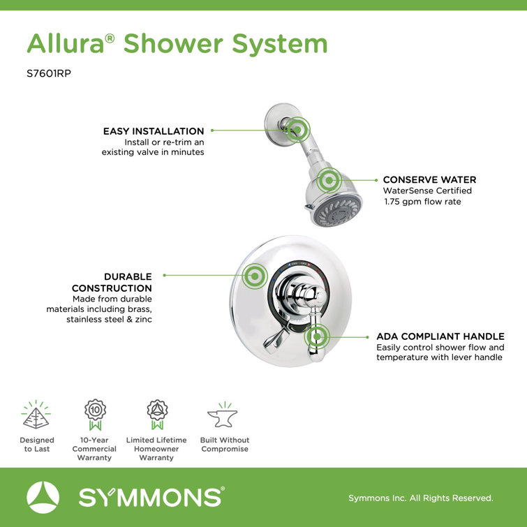 Allura Polished Chrome Single Handle Wall Mounted Shower System