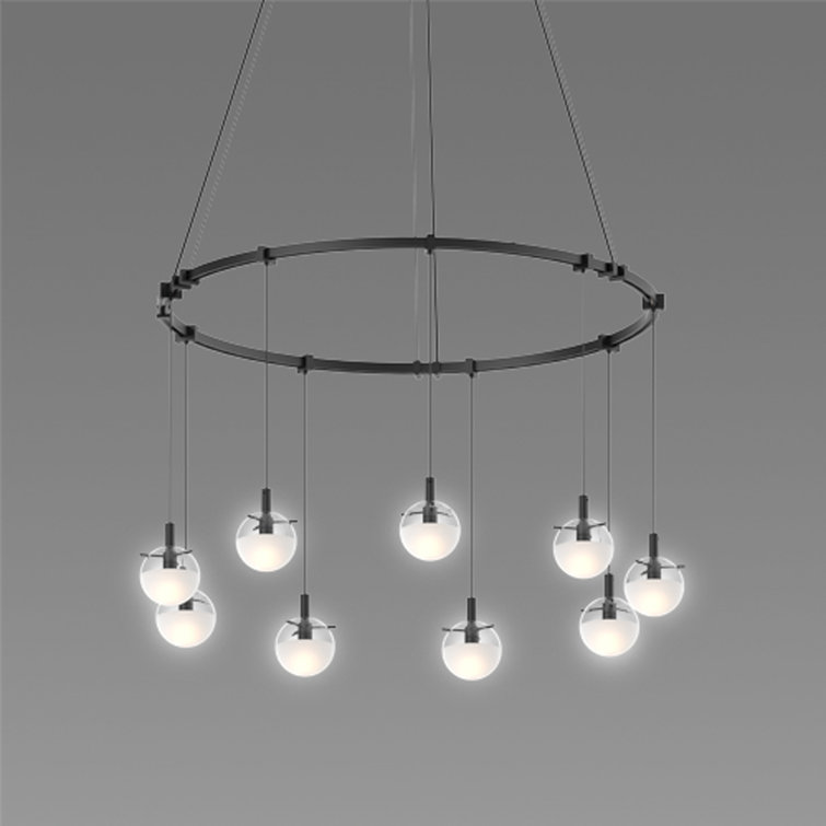 Black Glass LED 9-Light Cluster Pendant