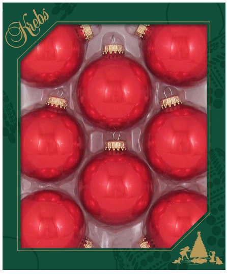 Candy Apple Red Glass Christmas Baubles Set of 8