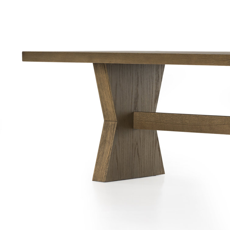 Drifted Oak Rectangular Dining Table with Bowtie Legs