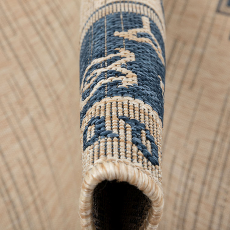 Medusa Blue and Beige Synthetic Flatweave Area Rug