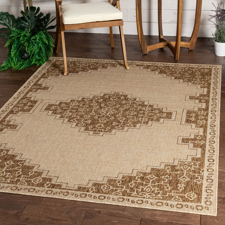 Medallion Elegance Brown Synthetic 5'3" x 7'3" Indoor/Outdoor Area Rug