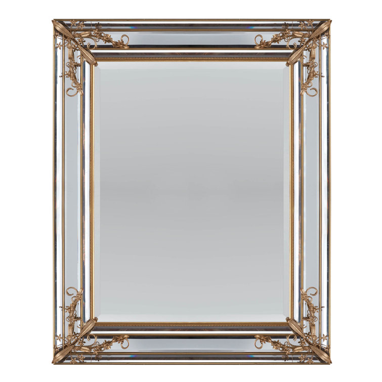 Rectangular Gold Floral Decor Wall Mirror