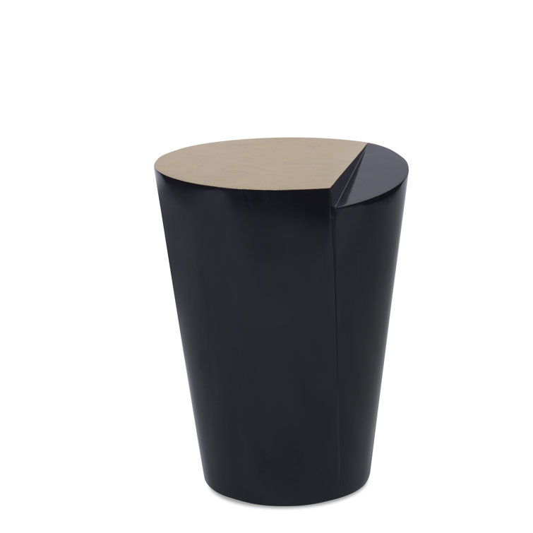 Black and Gold Leaf Conical Resin End Table