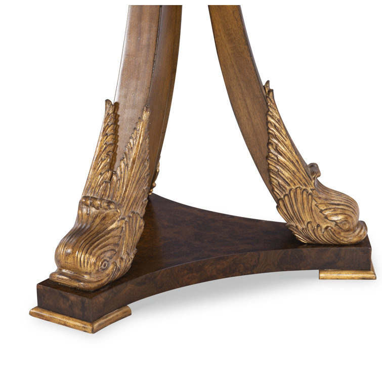Antiqued Gold Leaf Burl Inlaid Solid Wood Square Center Table