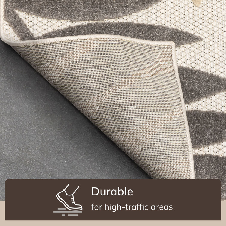 Ivory Floral Elegance 5' x 7' Reversible Flat Woven Area Rug
