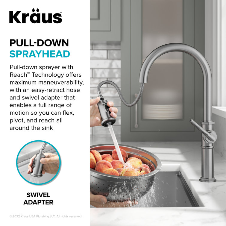 Spot-Free Stainless Steel Pull-Down Single Handle Kitchen Faucet