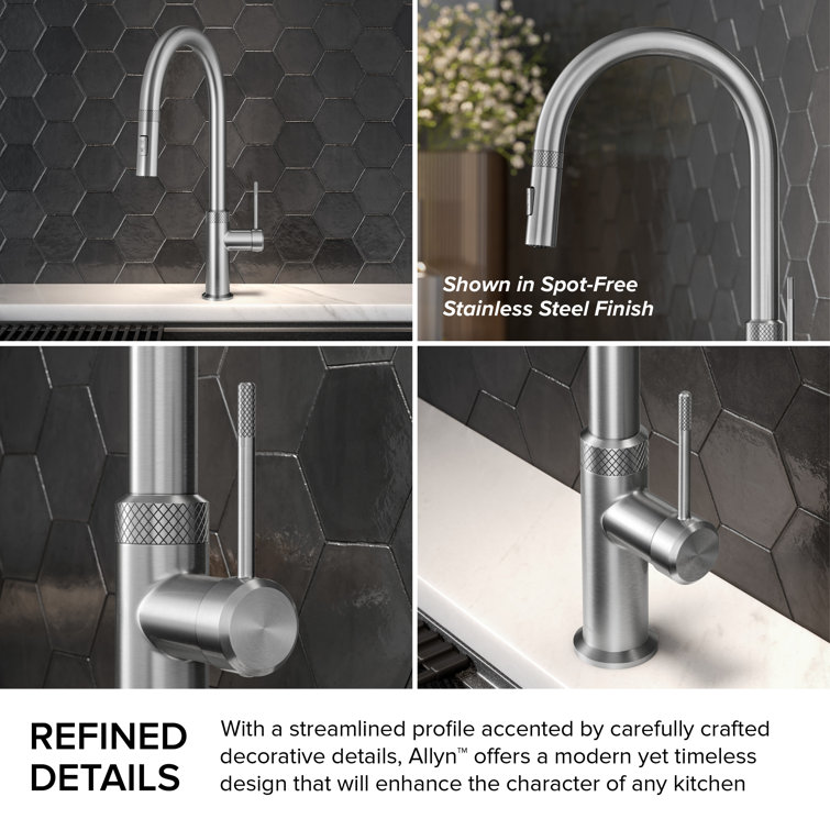Spot-Free Stainless Steel High-Arc Kitchen Faucet with Pull-Down Spray