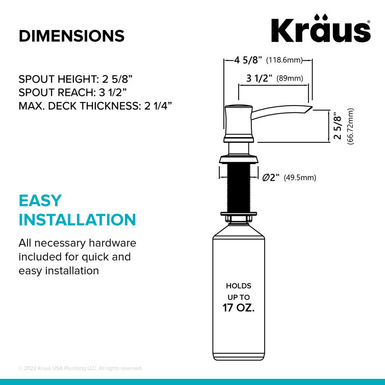 Stainless Steel Easy-Push Kitchen Soap and Lotion Dispenser