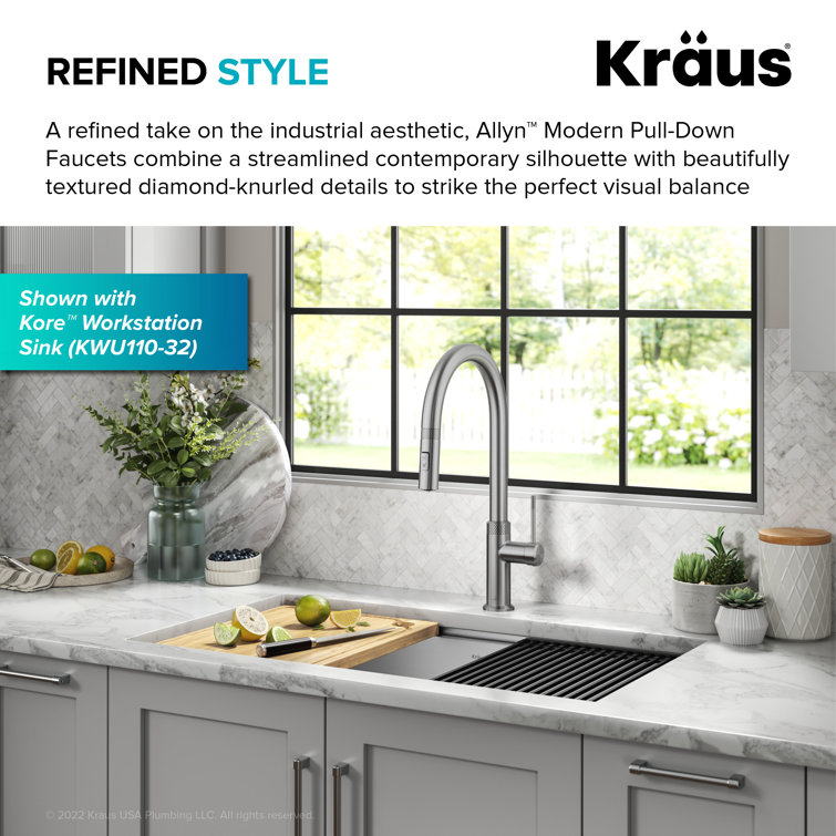 Spot-Free Stainless Steel High-Arc Kitchen Faucet with Pull-Down Spray