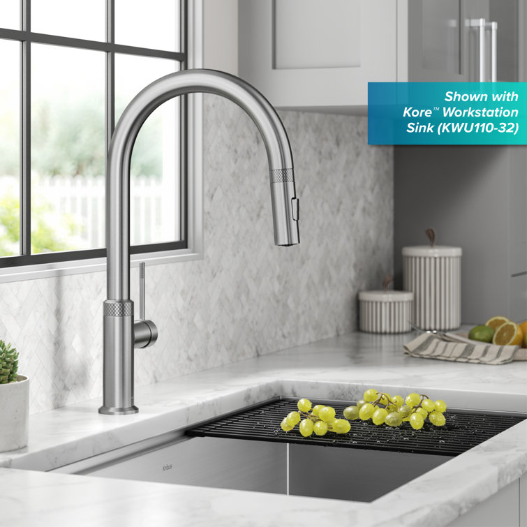 Spot-Free Stainless Steel High-Arc Kitchen Faucet with Pull-Down Spray