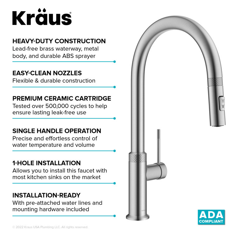 Spot-Free Stainless Steel High-Arc Kitchen Faucet with Pull-Down Spray