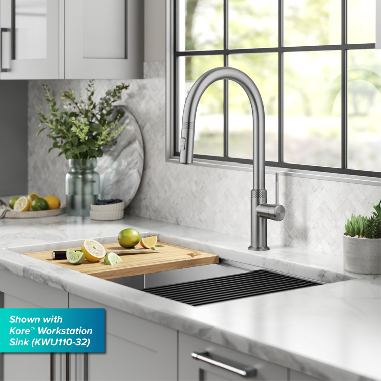 Spot-Free Stainless Steel High-Arc Kitchen Faucet with Pull-Down Spray