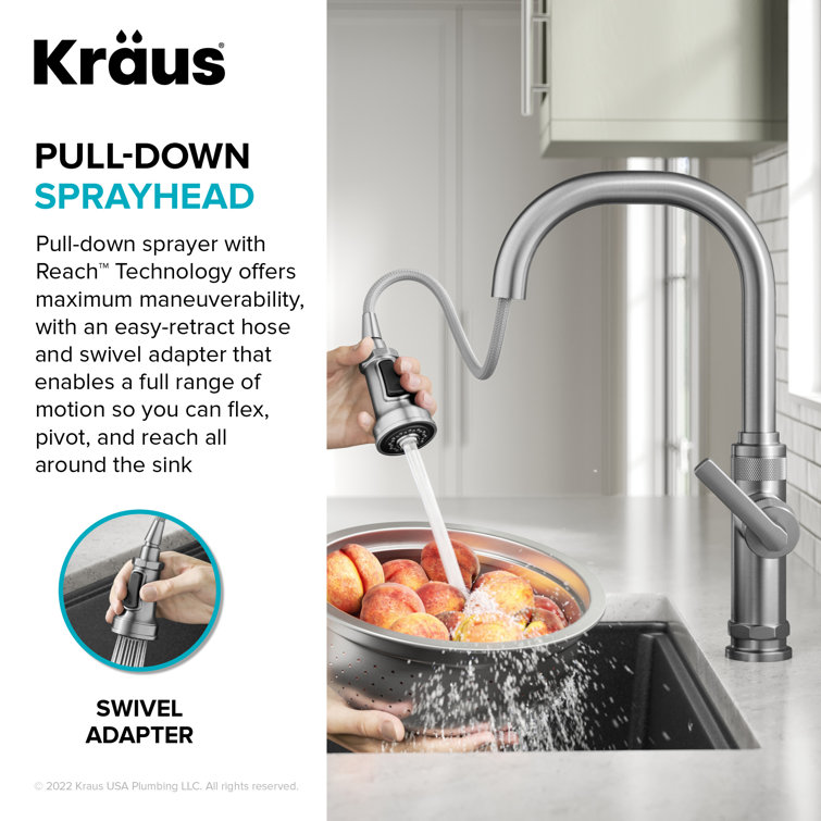 Matte Black Brass Industrial Pull-Down Kitchen Faucet