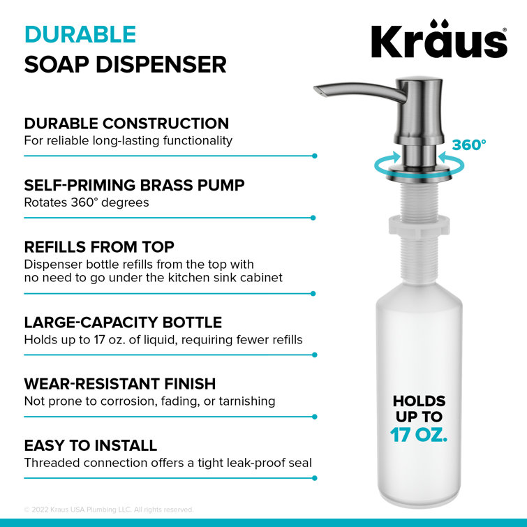 Stainless Steel Easy-Push Kitchen Soap and Lotion Dispenser