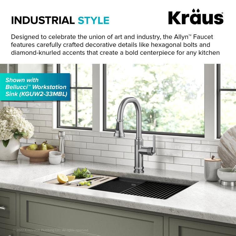 Allyn Hexagonal Bolt 16.75" Industrial Kitchen Faucet in Spot-Free Stainless Steel