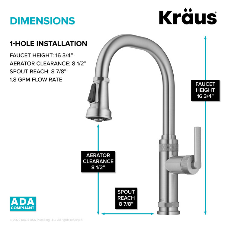 Allyn Hexagonal Bolt 16.75" Industrial Kitchen Faucet in Spot-Free Stainless Steel
