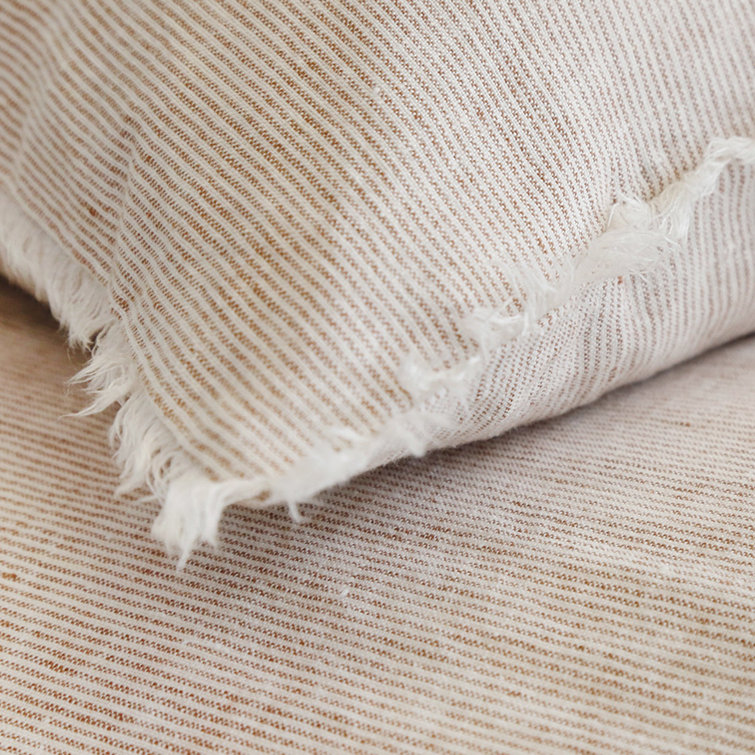 Terra Cotta Linen Euro Sham with Frayed Edges