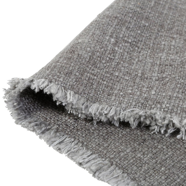 Charcoal Linen Blend Fringe Rectangle Placemats (Set of 4)