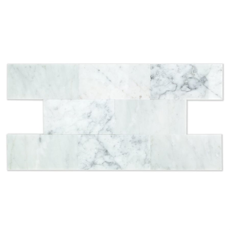White Carrara Polished Marble Subway Tile for Floor & Wall