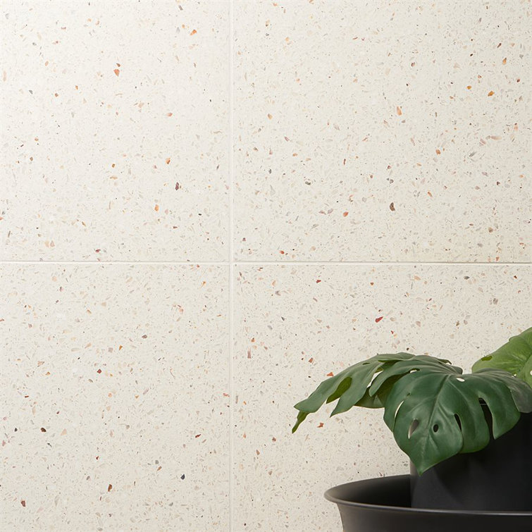 Raleigh Ivory 16x16 Polished Terrazzo Floor and Wall Tile