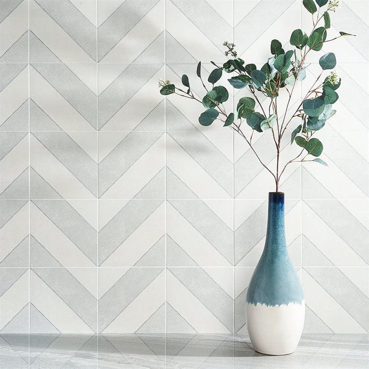 Tarantino Encaustic-Inspired 9" Square Glazed Porcelain Tile, Gray