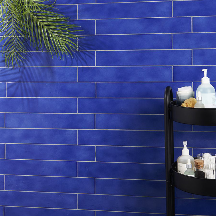 Poseidon Blue Glossy Porcelain Rectangular Tile 3" x 18"