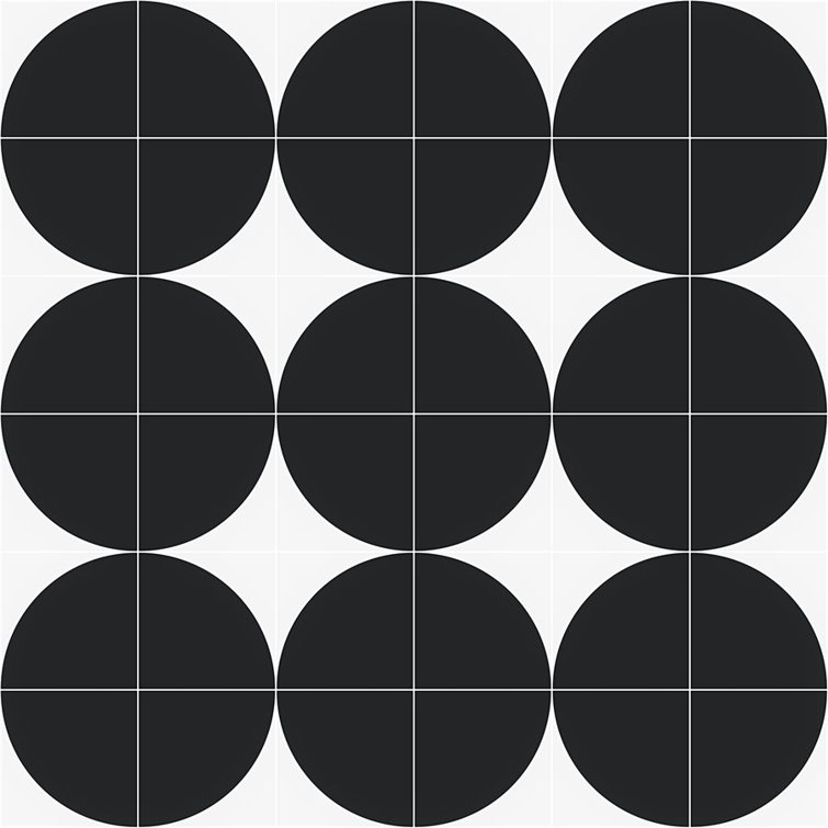 Tarin 8" x 8" Black and White Porcelain Tile