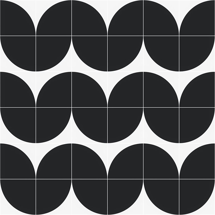 Tarin 8" x 8" Black and White Porcelain Tile